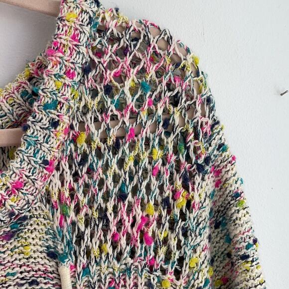 Plenty by Tracy Reese Rainbow Confetti slub scoop neck  3/4 sleeve sweater sz S - Picture 6 of 8